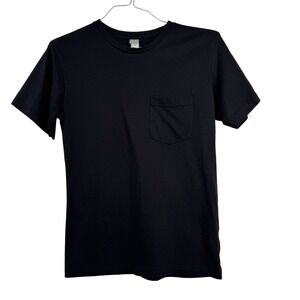 Men's Black Blank Cotton Pocket T-Shirt LAT Skater Streetwear Size XS
